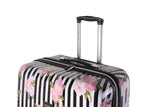 Betsey Johnson 30 Inch Checked Luggage Collection - Expandable Scratch Resistant (ABS + PC) Hardside Suitcase - Designer Lightweight Bag with 8 - Rolling Spinner Wheels (Stripe Roses, 30in)