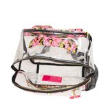 Betsey Johnson Boarder Print Clear Backpack with Pouch