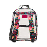Betsey Johnson Boarder Print Clear Backpack with Pouch