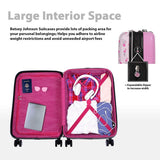 Betsey Johnson Designer 20 Inch Carry On - Expandable (ABS + PC) Hardside Luggage - Lightweight Durable Suitcase With 8 - Rolling Spinner Wheels for Women (20in, Flamingo Strut)