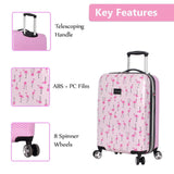 Betsey Johnson Designer 20 Inch Carry On - Expandable (ABS + PC) Hardside Luggage - Lightweight Durable Suitcase With 8 - Rolling Spinner Wheels for Women (20in, Flamingo Strut)