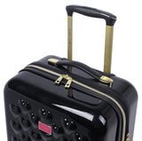 Betsey Johnson Designer 20 Inch Carry On - Expandable (ABS + PC) Hardside Luggage - Lightweight Durable Suitcase With 8 - Rolling Spinner Wheels for Women (Heart to Heart Black)