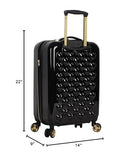 Betsey Johnson Designer 20 Inch Carry On - Expandable (ABS + PC) Hardside Luggage - Lightweight Durable Suitcase With 8 - Rolling Spinner Wheels for Women (Heart to Heart Black)