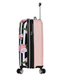 Betsey Johnson Designer 20 Inch Carry On - Expandable (ABS + PC) Hardside Luggage - Lightweight Durable Suitcase With 8 - Rolling Spinner Wheels for Women (Stripe Roses)