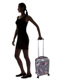 Betsey Johnson Designer 20 Inch Carry On - Expandable (ABS + PC) Hardside Luggage - Lightweight Durable Suitcase With 8 - Rolling Spinner Wheels for Women (Stripe Roses)