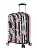 Betsey Johnson Designer 20 Inch Carry On - Expandable (ABS + PC) Hardside Luggage - Lightweight Durable Suitcase With 8 - Rolling Spinner Wheels for Women (Stripe Roses)