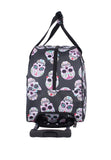 Betsey Johnson Designer Carry On Luggage Collection - Lightweight Pattern 22 Inch Duffel Bag - Weekender Overnight Business Travel Suitcase with 2 - Rolling Spinner Wheels (Skull Party)