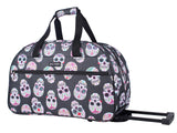 Betsey Johnson Designer Carry On Luggage Collection - Lightweight Pattern 22 Inch Duffel Bag- Weekender Overnight Business Travel Suitcase with 2- Rolling Spinner Wheels (Skull Party)