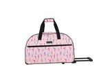 Betsey Johnson Designer Carry On Luggage Collection - Lightweight Pattern 22 Inch Duffel Bag - Weekender Overnight Business Travel Suitcase with 2 - Rolling Wheels (Colorful Flamingo)