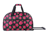 Betsey Johnson Designer Carry On Luggage Collection - Lightweight Pattern 22 Inch Duffel Bag - Weekender Overnight Business Travel Suitcase with 2 - Rolling Wheels (Covered Roses)