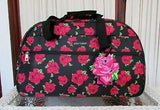 Betsey Johnson Designer Carry On Luggage Collection - Lightweight Pattern 22 Inch Duffel Bag - Weekender Overnight Business Travel Suitcase with 2 - Rolling Wheels (Covered Roses)