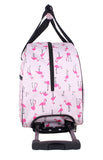Betsey Johnson Designer Carry On Luggage Collection - Lightweight Pattern 22 Inch Duffel Bag - Weekender Overnight Business Travel Suitcase with 2 - Rolling Wheels (Flamingo Strut)