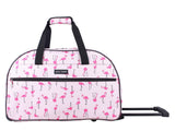 Betsey Johnson Designer Carry On Luggage Collection - Lightweight Pattern 22 Inch Duffel Bag - Weekender Overnight Business Travel Suitcase with 2 - Rolling Wheels (Flamingo Strut)