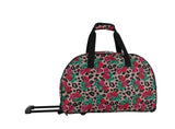 Betsey Johnson Designer Carry On Luggage Collection - Lightweight Pattern 22 Inch Duffel Bag - Weekender Overnight Business Travel Suitcase with 2 - Rolling Wheels (One Size, Leopard Rose)