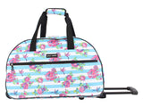 Betsey Johnson Designer Carry On Luggage Collection - Lightweight Pattern 22 Inch Duffel Bag - Weekender Overnight Business Travel Suitcase with 2 - Rolling Wheels (Stripe Floral)