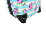 Betsey Johnson Designer Underseat Luggage Collection - 15 Inch Hardside Carry On Suitcase for Women - Lightweight Under Seat Bag with 2 - Rolling Wheels (Stripe Floral Hummingbird)