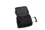 Betsey Johnson Designer Underseat Luggage Collection - 15 Inch Hardside Carry On Suitcase for Women - Lightweight Under Seat Bag with 2 - Rolling Wheels (Stripe Floral Hummingbird)