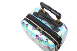 Betsey Johnson Designer Underseat Luggage Collection - 15 Inch Hardside Carry On Suitcase for Women - Lightweight Under Seat Bag with 2 - Rolling Wheels (Stripe Floral Hummingbird)