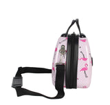 Betsey Johnson Hardside Cosmetic Case - Lightweight Small Size Hardshell Travel Hand Makeup Bag - Adjustable Shoulder Strap - Bag for Women - Multi - Functional Case (Flamingo Strut)