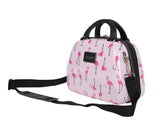 Betsey Johnson Hardside Cosmetic Case - Lightweight Small Size Hardshell Travel Hand Makeup Bag - Adjustable Shoulder Strap - Bag for Women - Multi - Functional Case (Flamingo Strut)