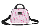 Betsey Johnson Hardside Cosmetic Case - Lightweight Small Size Hardshell Travel Hand Makeup Bag - Adjustable Shoulder Strap - Bag for Women - Multi - Functional Case (Flamingo Strut)