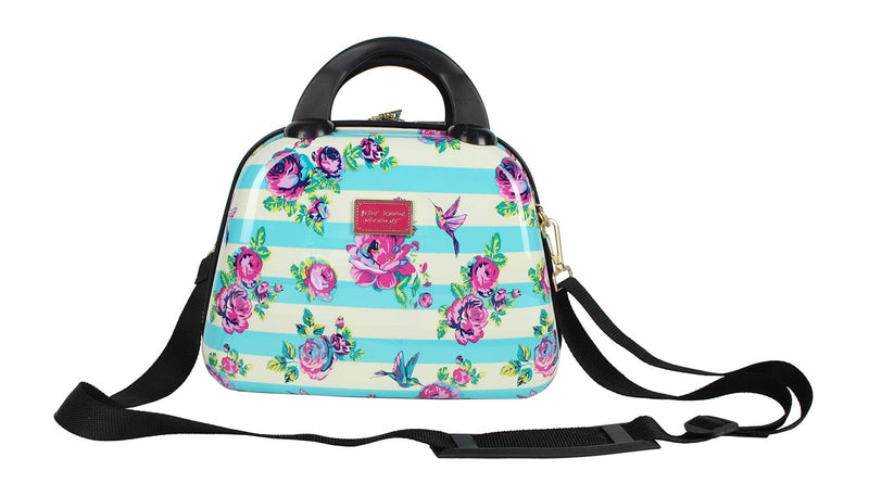 Betsey Johnson Hardside Cosmetic Case - Lightweight Small Size Hardshell Travel Hand Makeup Bag - Adjustable Shoulder Strap - Bag for Women - Multi - Functional Case (Hummingbird)