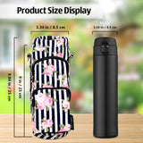 Betsey Johnson Insulated Water Bottle Pouch Holder Carrier Crossbag with Adjustable Shoulder Strap - Lightweight Polyester Accessories with Pockets Good for Hiking Travelling Sports(Stripe Roses)