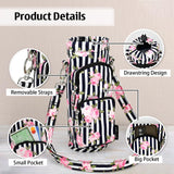 Betsey Johnson Insulated Water Bottle Pouch Holder Carrier Crossbag with Adjustable Shoulder Strap - Lightweight Polyester Accessories with Pockets Good for Hiking Travelling Sports(Stripe Roses)