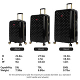 Betsey Johnson Luggage Hardside 3 Piece Set Suitcase With Spinner Wheels (20" 26" 30") (One Size, Heart to Heart Black)
