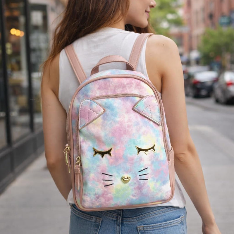 Betsey Johnson Luv Betsey B - Jax Tie Dye Kitty Small Backpack, Pink Multi