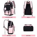 Bevalsa School Backpack for Girls, Backpack with Lunch Box & Pen Case, Bookbag for Girls Kids Elementary Middle High School Student 21L Children Schoolbag