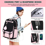 Bevalsa School Backpack for Girls, Backpack with Lunch Box & Pen Case, Bookbag for Girls Kids Elementary Middle High School Student 21L Children Schoolbag