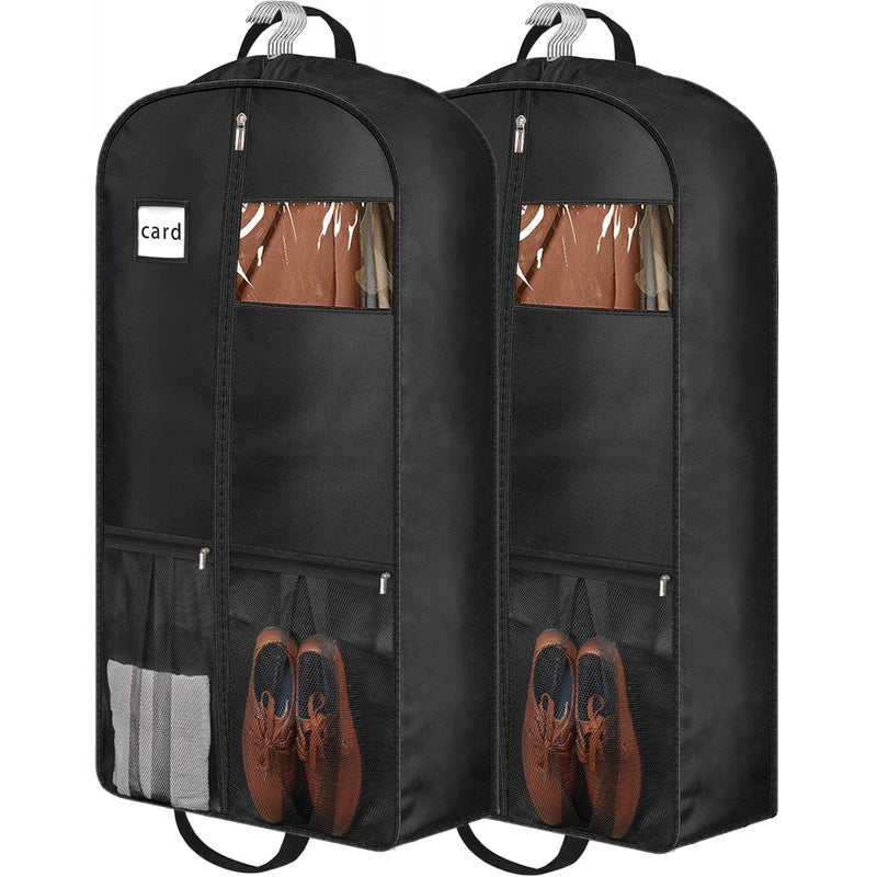BH7STAR 43" Heavy Duty Garment Bags for Travel 6.5" Gusseted Suit Bags for Closet Storage 2 Handles Hanging Clothes Bag with Pocket Mens Suit Cover for Shirts, Coats, Dresses, Suit Holder, 2 Pack