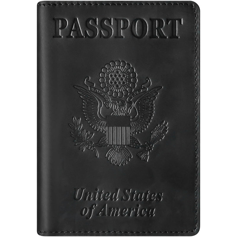 BIAOTIE Premium Leather Passport Holder Covers, Rfid Travel Wallet Passport Document Holder, Travel Essentials Wallet Cover Case for Men and Women (Black)