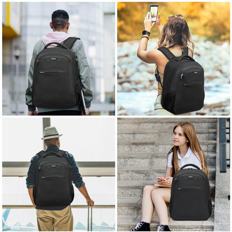 BIKROD Backpack for Men and Women, School Backpack for Boys, Water Resistant Business Travel Laptop Back Pack Fit 15.6 Inch Laptop with USB Charging Port, Black