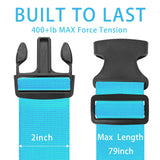 BILIONE 4 Pack Luggage Straps 79" Long Belts Keep Suitcase Secure While Traveling, TSA Approved Add a Bag Premium Accessory for Travel Bag Closure (4 Pcs Blue)