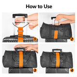 BILIONE Add a Bag Luggage Straps 2 Pack, Adjustable Bungee Elastic Belt to Connect Two Suitcases, Secure Carry On & Travel Essentials (Black)