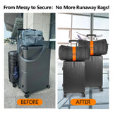 BILIONE Add a Bag Luggage Straps 2 Pack, Adjustable Bungee Elastic Belt to Connect Two Suitcases, Secure Carry On & Travel Essentials (Black)