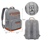 BILLITON MASHI Diaper Bag Backpack, Large Baby Nappy Bags with Portable Changing Pad for Boys and GirlsMultifunction Travel Baby Bag for Moms Dads, Shower Gifts Waterproof and Stylish，Grey