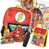 Bioworld DC Comics The Flash 16" Backpack Cinch Bag Water Bottle Lunch Tote 5 Pc Set