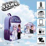 Bioworld Frozen 16 inch Backpack 4-piece Set with lunch box for girls