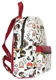 Bioworld Harry Potter Allover Chibi Character Pattern Faux Leather Tote Bag Mini Backpack