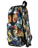 Bioworld Harry Potter Backpack Hogwarts Houses Crest All Over Print Laptop Travel Backpack 17"