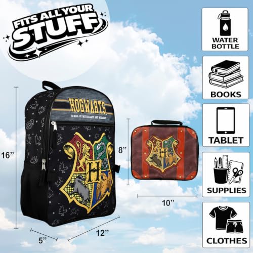 Bioworld Harry Potter Hogwarts Kids 2-Pc 16-Inch Backpack With Trunk-Inspired Lunch Kit