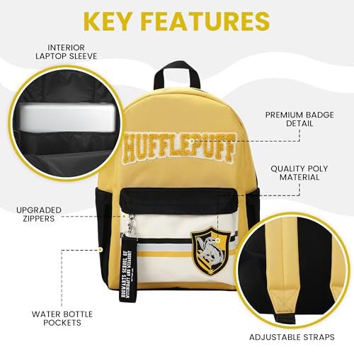 Bioworld Harry Potter Hufflepuff Crest 16.5" Adult Yellow Backpack