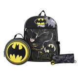 BIOWORLD Mens Batman 5 - Piece Backpack Set (Little Kid/Big Kid), Grey, One size