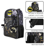 BIOWORLD Mens Batman 5 - Piece Backpack Set (Little Kid/Big Kid), Grey, One size