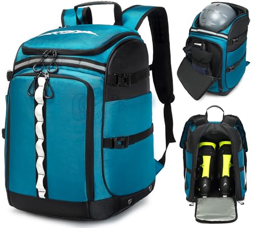 BISKLNDN Ski Boot Bag, 65L Ski Boot Travel Backpack for Ski Helmet, Goggles, Gloves, Skis, Snowboard & Accessories, Waterproof Ski Bag | Backpacks4Less