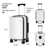 BISON DENIM 20 Inch Carry On Luggage, PC Lightweight Hardside Expandable Carry - On Luggage Airline Approved With Spinner Wheels, Front Compartment, Cup Holde, TSA - approved Lock, USB Port