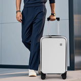 BISON DENIM 20 Inch Carry On Luggage, PC Lightweight Hardside Expandable Carry - On Luggage Airline Approved With Spinner Wheels, Front Compartment, Cup Holde, TSA - approved Lock, USB Port
